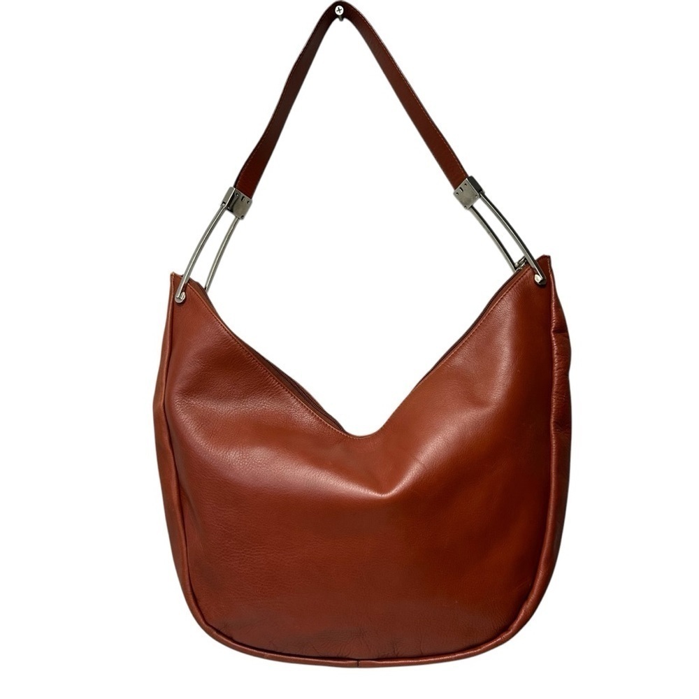 Barbara Milano Made in Italy Soft Leather Hobo Shoulder Bag, Cognac Brown